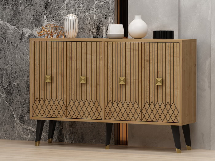 Hanah Home Consola Sapphire Oak y Gold Hanah Home Consola Sapphire Oak y Gold